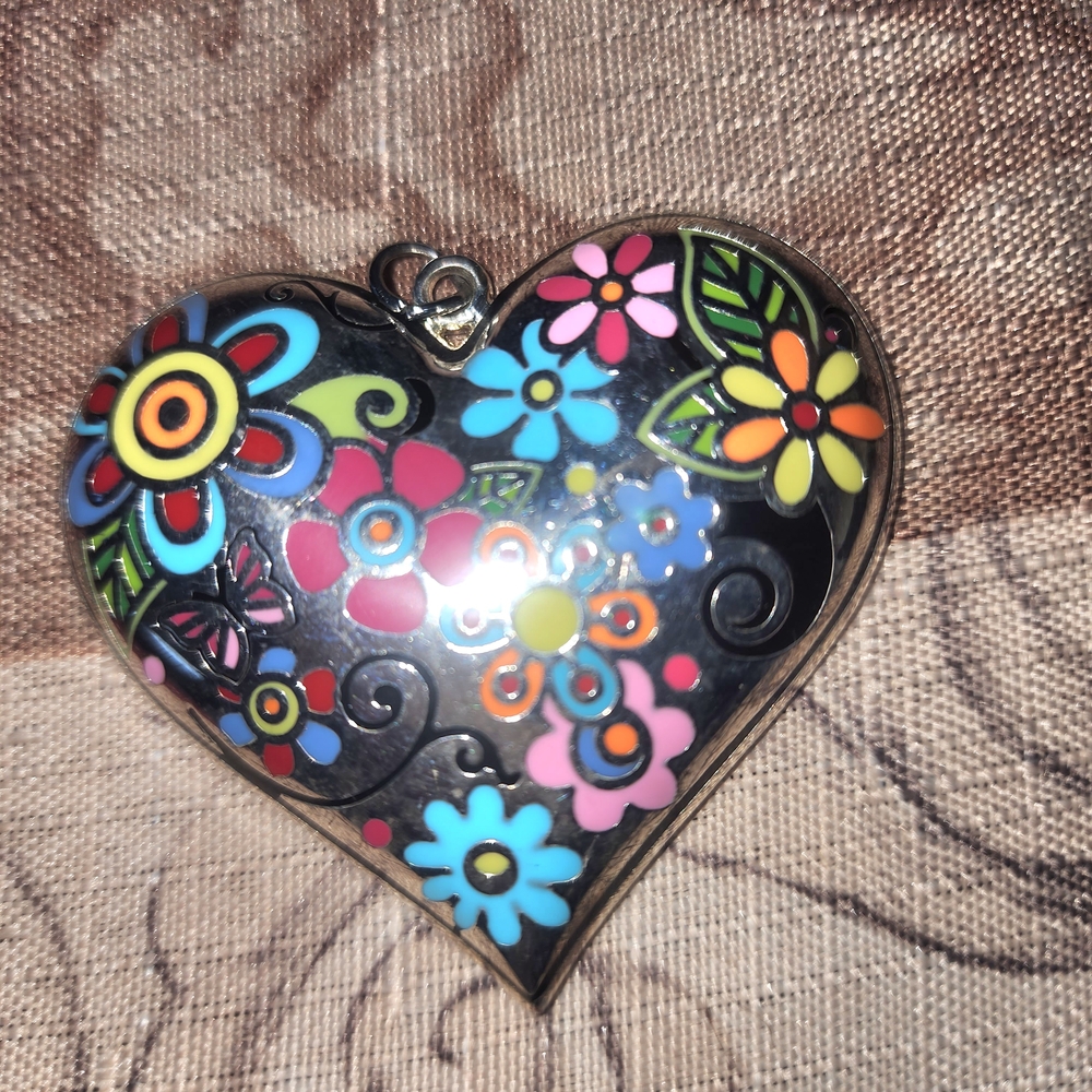 Colorful Floral Heart Pendant